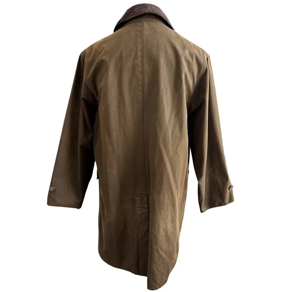 VTG Barbour A850 Classic 3/4 Coat Mens sz M Sage Green Brown 2000 Waxed Cotton